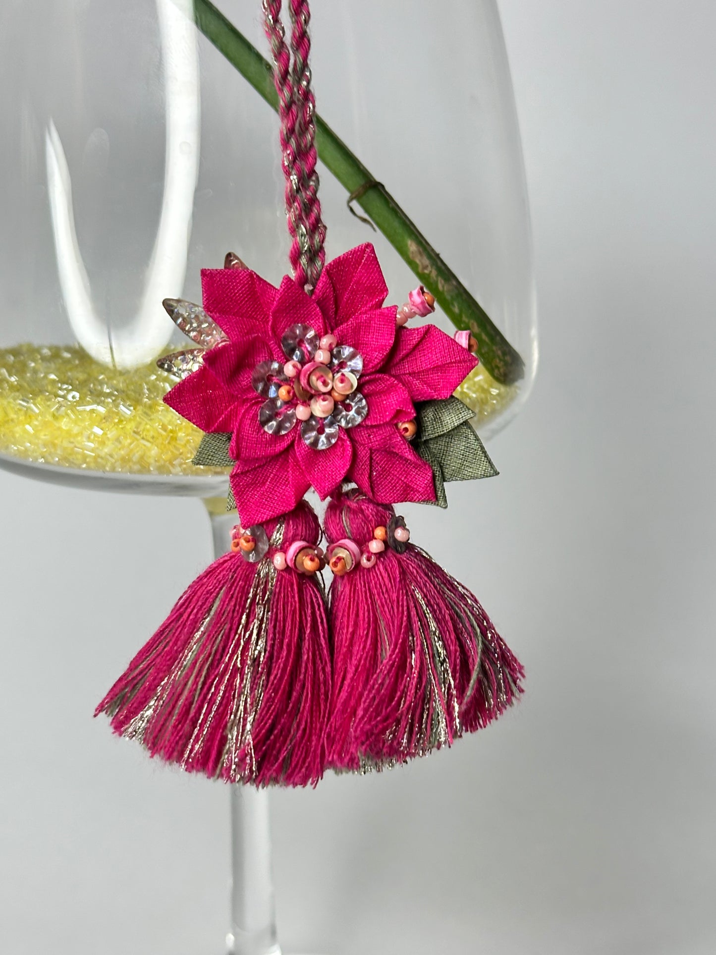 Origami Floral Rakhi Loomba Set - Rani Pink