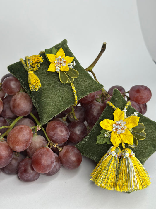 Origami Floral Rakhi Loomba Set - Yellow