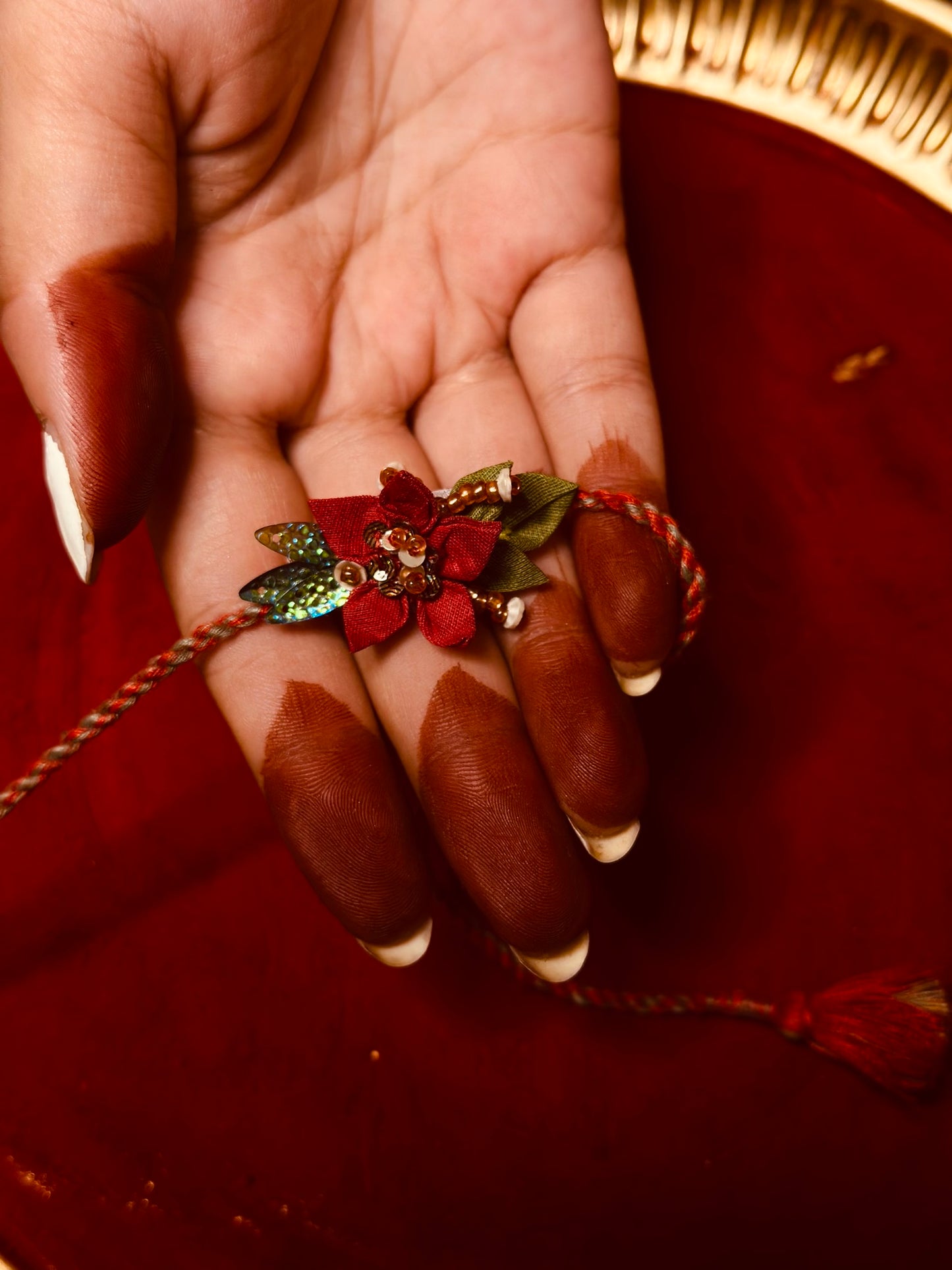 Origami Floral Single Rakhi - Red