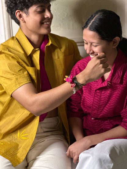 Bougainvillea Dori Single Rakhi - Two tone Pink