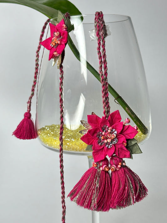 Origami Floral Rakhi Loomba Set - Rani Pink