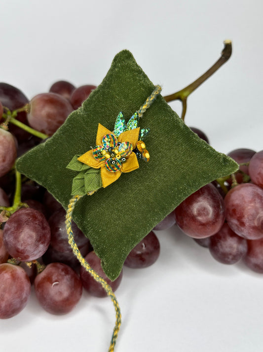 Origami Floral Single Rakhi - Mustard