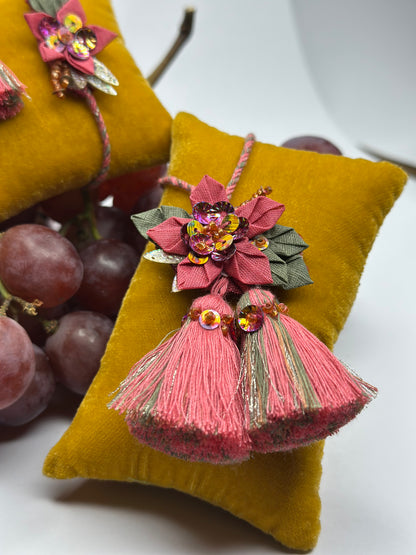 Origami Floral Rakhi Loomba Set -Deep Pink