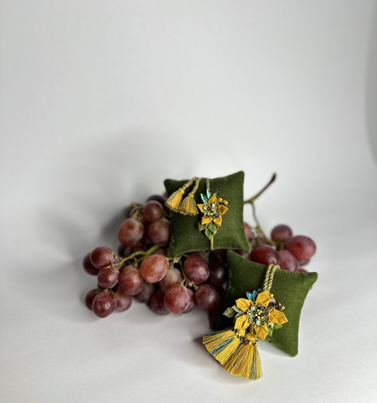 Origami Floral Rakhi Loomba Set - Mustard