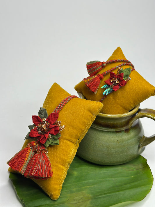 Origami Floral Rakhi Loomba Set - Red