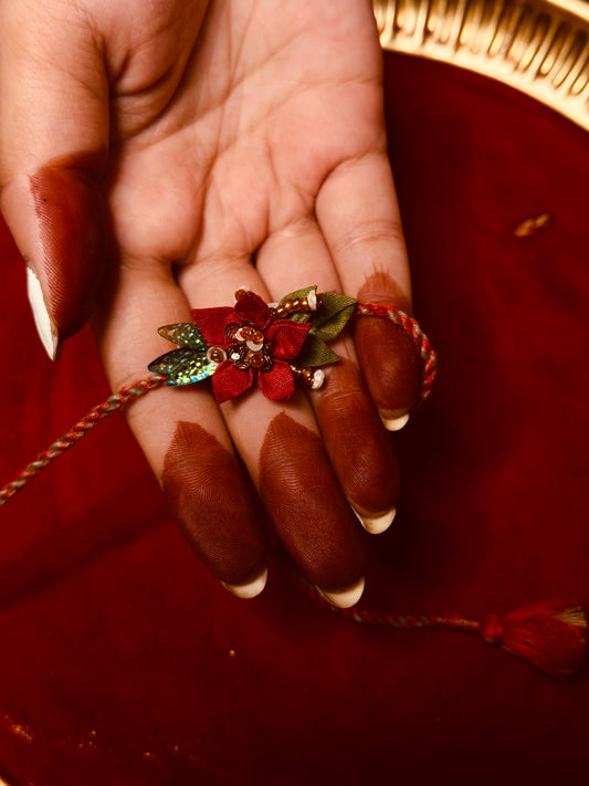 Origami Floral Single Rakhi - Red